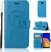 Windgong Uil Embossing Patroon Horizontale Flip lederen tas met houder & kaartsleuven & portemonnee voor Galaxy J4 + (blauw)