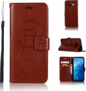 Windgong Uil Embossing Patroon Horizontale Leren Flip Case met Houder & Kaartsleuven & Portemonnee Voor Galaxy S10e (Bruin)