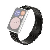 Voor Huawei Watch Fit Drie-kralen metalen vervangende band horlogeband (zwart)