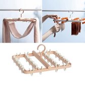 Opvouwbare multifunctionele droogrek sokken ondergoed clip houder (roze wit)