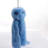 Pluche Cool Octopus Soft Pompom Fluffy Fur Keychain (Blue)