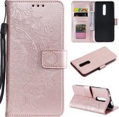 Voor Xiaomi Redmi 8 / 8A Totem Bloem Reliëf Horizontale Flip TPU + PU Lederen Case met Houder & Kaartsleuven & Portemonnee (Rose Goud)