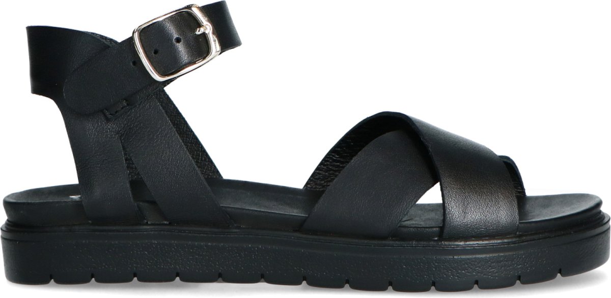 Manfield Leren Dames Sandalen - Zwart - Maat 39