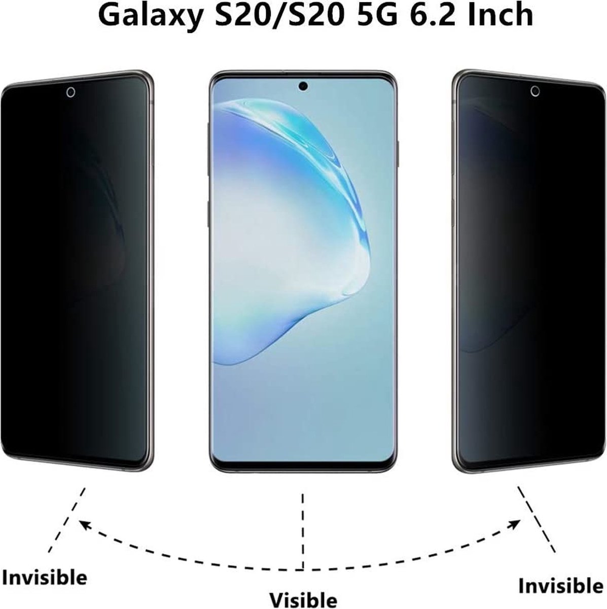 Geschikt voor Samsung Galaxy S20 / S20 5G Anti Spy tempered glass - Privacy Screen Protector