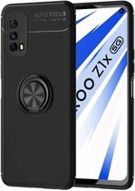 Voor VIVO IQOO Z1X metalen ringhouder 360 graden roterende TPU-hoes (zwart + zwart)