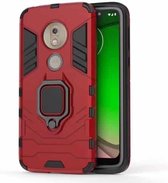 PC + TPU schokbestendige beschermhoes voor Motorola Moto G7 Play, met magnetische ringhouder (rood)
