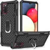 Voor Samsung Galaxy A02s (EU-versie) Cool Armor PC + TPU schokbestendig hoesje met 360 graden rotatie ringhouder (zwart)