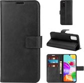 Voor Samsung Galaxy A41 (EU-versie) Retro kalfspatroon gesp Horizontale flip lederen tas met houder & kaartsleuven en portemonnee (zwart)