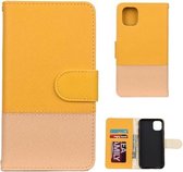 Voor iPhone 11 Splicing Color Horizontale Flip lederen tas met houder & fotolijst & kaartsleuven & portemonnee (geel)