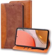 Voor Samsung Galaxy A72 5G Business Stitching Horizontale Flip lederen tas met dubbele vouw & beugel & kaartsleuven & fotolijst & portemonnee (bruin)