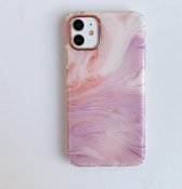 Marmerpatroon Dubbelzijdig lamineren TPU beschermhoes voor iPhone 11 (Taro-kleur)