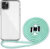 Voor iPhone 11 Pro Max PC + TPU transparant all-inclusive acryl 2-in-1 schokbestendig telefoon beschermhoes met lanyard (mintgroen)