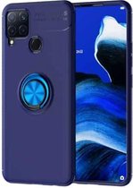 Voor OPPO Realme C15 metalen ringhouder 360 graden roterende TPU-hoes (blauw + blauw)