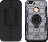 Voor Huawei P9 lite mini 3 in 1 Cube PC + TPU beschermhoes met 360 graden draaien zwarte ringhouder (grijs)