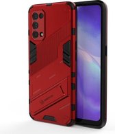 Voor OPPO Reno5 5G Punk Armor 2 in 1 PC + TPU schokbestendig hoesje met onzichtbare houder (rood)