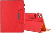 Voor iPad Pro 11 (2020) & (2018) Grote metalen knop Zakelijke tablet-pc Beschermende lederen tas met beugel & kaartsleuf & fotohouder & portemonnee (rood)