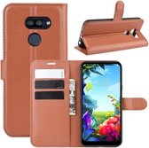 Voor LG K40S Litchi Texture Horizontale Flip Leren Case met Portemonnee & Houder & Kaartsleuven (Bruin)