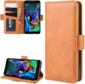 Voor LG K20 2019 dubbele gesp Crazy Horse zakelijke mobiele telefoon holster met kaart portemonnee beugel functie (geel)