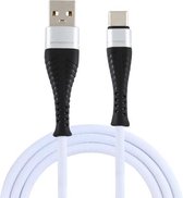 2A USB naar USB-C / Type-C gevlochten datakabel, kabellengte: 1 m (wit)