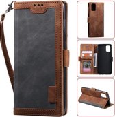 Voor Samsung Galaxy A72 5G / 4G Retro Splicing Horizontale Flip lederen tas met kaartsleuven & houder & portemonnee (grijs)