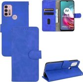 Voor Motorola Moto G30 / G10 Effen Kleur Huidgevoel Magnetische Gesp Horizontale Flip Kalftextuur PU Lederen Case met Houder & Kaartsleuven & Portemonnee (Blauw)