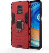 Voor Geschikt voor Xiaomi Redmi Note 9 Pro Max schokbestendige pc + TPU beschermhoes met magnetische ringhouder (rood)