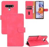 Voor LG Stylo 6 Effen Kleur Huidgevoel Magnetische Gesp Horizontale Flip Kalf Textuur PU Lederen Case met Houder & Kaartsleuven & Portemonnee (Rose Rood)