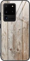 Voor Samsung Galaxy S20 houtnerf glas beschermhoes (M04)