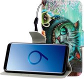Voor Galaxy S9 Plus Gekleurde tekening Horizontale flip lederen tas met houder & kaartsleuf & portemonnee (groene ogen)