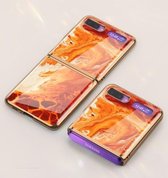 Voor Galaxy Z Flip GKK Glass + PC Opvouwbaar Painted Pattern Case (Red Agate)