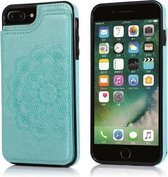 Mandala-patroon met dubbele gesp PU + TPU-beschermhoes met kaartsleuven en houder & fotolijst voor iPhone 7 Plus / 8 Plus (groen)