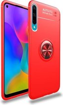 Voor Huawei Honor 20 Lite lenuo schokbestendige TPU beschermhoes met onzichtbare houder (rood)