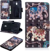 3D Gekleurde Tekening Patroon Horizontale Flip Leren Case voor Nokia 2.1, met Houder & Kaartsleuven & Portemonnee (Twee Olifanten)