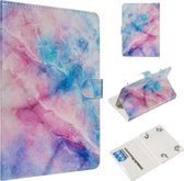 Voor 7 inch Universele Tablet PC Gekleurde Tekening Patroon Horizontale Flip PU Lederen Case met Houder & Kaartsleuven (Roze Blauw Marmer)