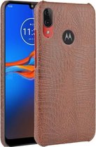 Voor Motorola Moto E6 Plus schokbestendige krokodiltextuur pc + PU-hoes (bruin)