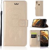 Windgong Uil Embossing Patroon Horizontale Flip Leren Case met Houder & Kaartsleuven & Portemonnee Voor Huawei Honor Play 8A (Goud)