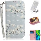 Voor Xiaomi Mi Note10 Pro 3D Schilderen Horizontale Flip Leren Case met Houder & Kaartsleuf & Portemonnee & Lanyard (Magnolia bloem)