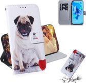 Schilderen Patroon Gekleurde Tekening Horizontale Leren Flip Case met Houder & Kaartsleuven & Portemonnee voor Huawei Honor 20 (Pug)