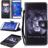 Voor Huawei P8 Lite (2017) Gekleurde tekening Patroon Horizontaal Flip TPU + PU lederen tas met houder & kaartsleuven & portemonnee & lanyard (leeuw)