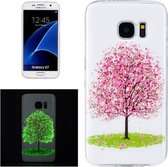 Voor Galaxy S7 / G930 Noctilucent Cherry Tree Pattern IMD Vakmanschap Zachte TPU Beschermhoes