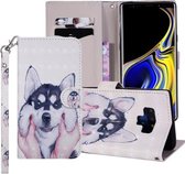 Husky Pattern Gekleurde Tekening Horizontale Leren Flip Case voor Galaxy Note9, met Houder & Kaartsleuven & Portemonnee & Lanyard
