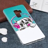 Voor Galaxy S9 + Noctilucent Headphone Dog Pattern TPU Soft Back Case Beschermhoes