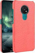 Voor Nokia 7.2 / 6.2 Shockproof Crocodile Texture PC + PU Case (Rood)