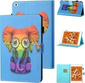 Gekleurde tekening stiksel Horizontale flip lederen tas met houder & kaartsleuf & slaap- / wekfunctie voor iPad mini 5/4/3/2/1 (kleurrijke olifant)