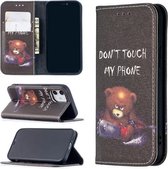 Gekleurde tekening patroon onzichtbare magnetische horizontale flip PU lederen tas met houder & kaartsleuven & portemonnee voor iPhone 12 mini (beer)