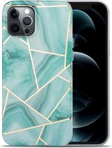 Splicing Marble Pattern TPU beschermhoes voor iPhone 12 (groen)