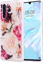 Cartoon patroon goudfolie stijl Dropping Glue TPU zachte beschermhoes voor Huawei P30 Pro (bloem)