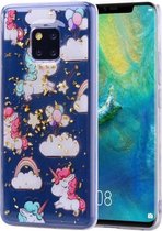 Cartoon patroon goudfolie stijl Dropping Glue TPU zachte beschermhoes voor Huawei Mate20 Pro (pony)