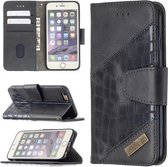 Voor iPhone 6 bijpassende kleur Krokodiltextuur Horizontale flip PU lederen tas met portemonnee & houder & kaartsleuven (zwart)