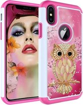 Kleurentekeningpatroon PC + TPU beschermhoes voor iPhone X / XS (Shell Owl)